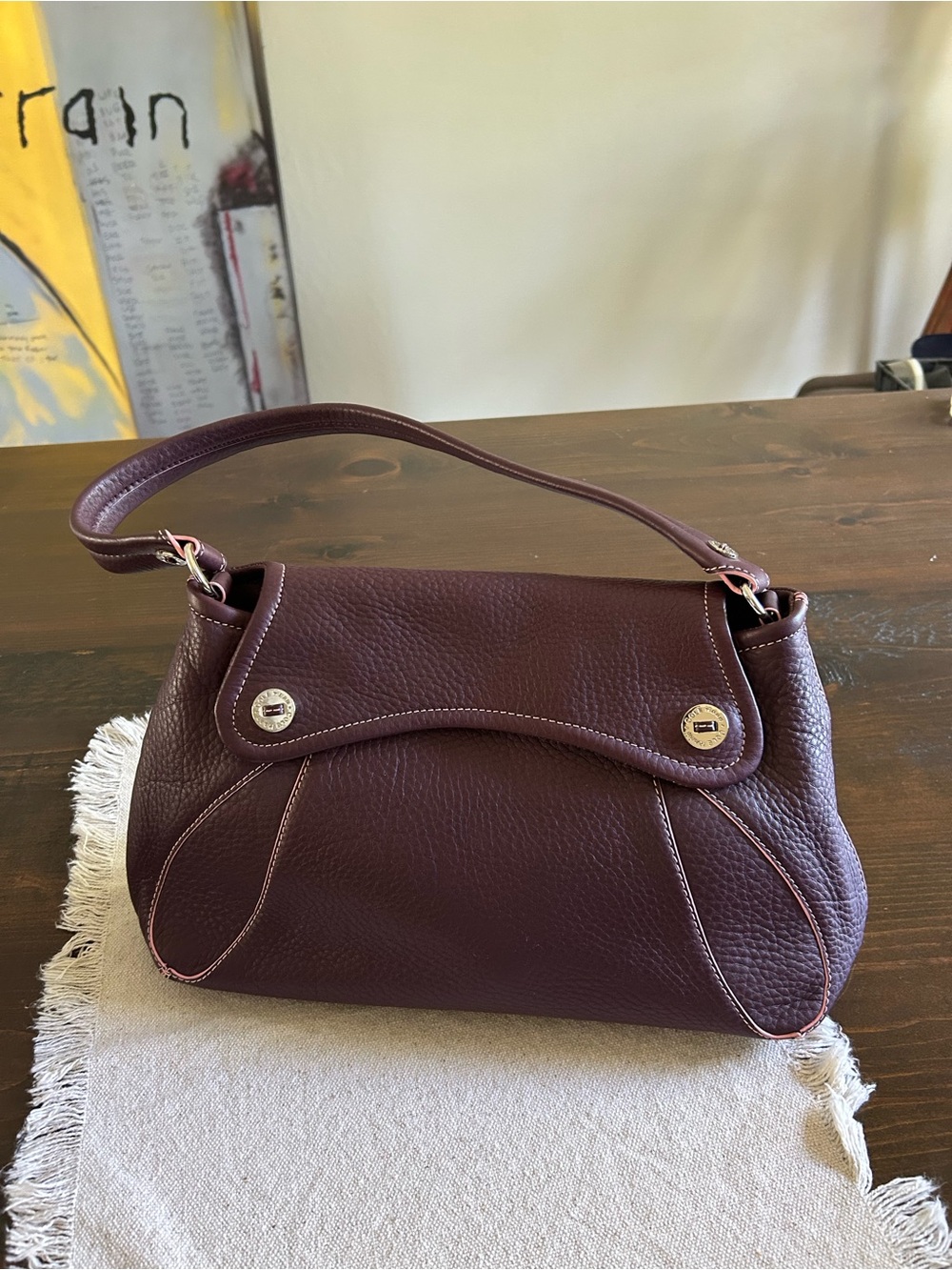 Cole Haan Pebbled Leather Shoulder Bag in Burgundy - Picture 3 of 8